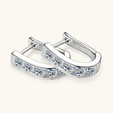 Superb 14KGP 3mm D VVS1 Moissanite Diamonds U-shaped Hoops Geometric Earrings, Silver Engagement Fine Jewellery - The Jewellery Supermarket