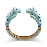 Unique Design Double Leopards Sweet Colorful Cuff Bracelet for Women Girls Gold Plated Fashion Bangle Jewelry Gift