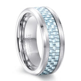 New Black Carbon Fiber 8mm Tungsten Steel Carbide Ring Mens Wedding Band