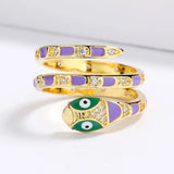 925 Silver Cute Creative Animal Cartoon Enamel Snake Ring