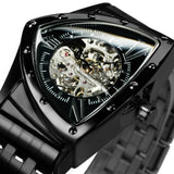 New Triangle Skeleton Automatic Watches for Men Luxury Brand Stainless Steel Strap Sports Mechanical Watches