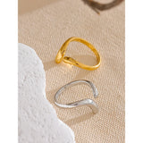 18K Gold Plated Minimalist New Style Stainless Steel Open Chic Adjustable Fashion Ring