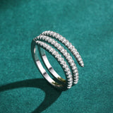 Elegant Multi-layer Sparkling AAAA Lab Created Diamonds 925 Sterling Silver Ring