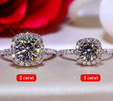 Superb D Colour 1CT 2CT Real 925 Sterling SilverMoissanite Diamond Square Rings For Women - Wedding Fine Jewellery