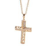 Trendy Luxury 14K Filled Rose Gold AAA Zircon Diamonds  Jesus Cross Necklace - Fine Jewellery