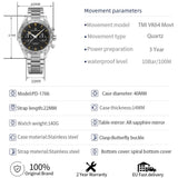 Famous Brand Wide Arrow Moon Men's Watches - Sport Retro Chronograph Sapphire glass Luxury Quartz Watches For Men - The Jewellery Supermarket