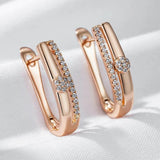 Simple Fashion 14K Rolled Rose Gold White Zircon Diamonds Drop Earrings For Women - High Quality Jewellery