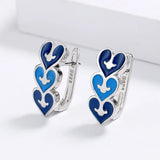 High-quality Blue Colour Handmade Enamel Heart-Shaped Earrings