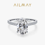 Fabulous Oval Emerald Cut Sparkling AAAA Lab Created Diamond 925 Sterling Silver Ring