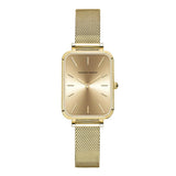 New Elegant Square Women Stainless Steel Mesh Strap Fashion Japanese Movement Rose Gold Tone Leisure Fashion Watches