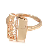 14K Gold Filled Luxury Glossy Leaf Design AAA Zircon Diamonds Square Fashion Vintage Ring