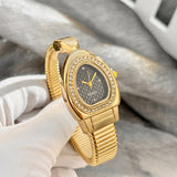 Honeycomb Bullet Texture Dial Single-Coil Snake Bangle Futuristic Statement Watch