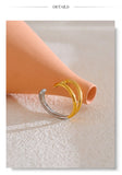 18K Gold Plated Stainless Steel Geometric Hollow Adjustable Double Colour Geometric Ring