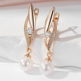 14K Rolled Gold Pearl Vintage AAA Zircon Diamonds Micro Wax Setting Earrings For Women