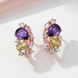 Fabulous 14K Filled Rose Gold Purple AAA Zircon Crystals Drop Earrings For Women Trendy Jewellery