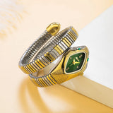 New Luxury Top Fashion Brand Snake Design Gold Colour Stainless Steel Bracelet Quartz Ladies Wristwatches