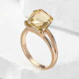 14 Karat Filled Gold Unique Light Brown Cube AAA Zircon Crystal Fashion Rings For Women