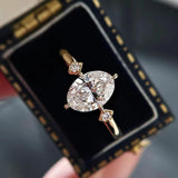 D Colour VVS Oval Cut GRA Certified 2CT Moissanite Diamond Ring Silver Promise Engagement Wedding Fine Jewellery