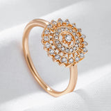 Awesome Crystal Flower Rolled 14K Rose Gold AAA Zircon Diamonds Trendy Rings - Daily Fine Vintage Jewellery