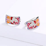 New Style Colourful Cat Face Unique Handmade Enamel 925 Silver Earrings