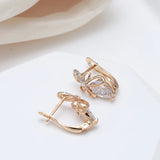 14 Karat Filled Gold  New Bow Knot Hollow Drop Cut AAA Zircon Diamonds Trendy Earrings
