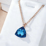 14K Rolled Gold Blue Big AAA Zircon Crystal Unique Fashion Pendant Necklace For Women