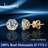 Classic D Colour VVS1 Moissanite Diamonds Stud Silver Earrings or Men and Women