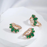 Terrific Green Rolled 14K Rose Gold AAA Zircon Crystals Earrings For Women Party Jewellery