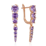 14K Gold Filled Shiny Purple AAA Zircon Crystals Drop Earrings Wedding Fine Jewellery