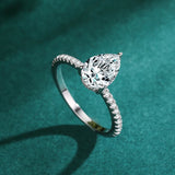 Luxury Water Drop Shape AAAA Lab Created Diamond 925 Sterling Silver Ring