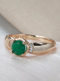 14K Rolled Gold with Circle Cut AAA Emerald Zircon Crystal Elegant Delicate Ring