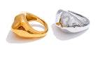 18K Gold Plated Stainless Steel High Quality Texture Geometric Cast Statement Ring