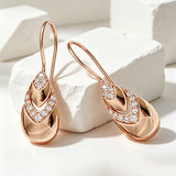 14K Gold Filled Unusual Glossy AAA Zircon Diamonds Long Drop Trend Geometric Earrings