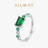 Elegant AAAA Lab Created Diamonds Silver Vintage AAA Green Square Zircon Rings