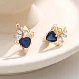 New Delightful 14K Filled Rose Gold Dark Blue AAA Zircon Crystal Drop Earrings For Women - Trendy Jewellery