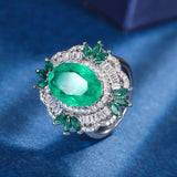 New Trendy 10*14mm Lab Emerald Gemstone Necklace Pendant Ring Earrings Luxury Fashion Fine Jewellery Set  - The Jewellery Supermarket