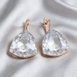 14 Karat Gold Filled Luxury Shiny White Big Zircon Crystals Drop Earrings For Women
