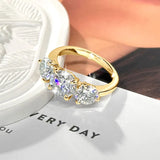 Luxury 4 Carat VVS1 D Colour Round Moissanite Wedding Engagement 3-Stones Ring