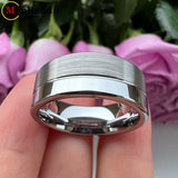 Offset Groove Polished Brushed Finish 6MM 8MM Womens Mens Tungsten Carbide Rings