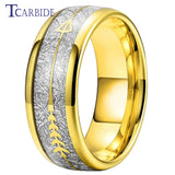 Arrow And White Meteorite Inlay 8MM Multicolor Tungsten Wedding Men Women Rings