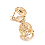 14K Gold Filled Vintage Spherical Hollow Fashion Texture Geometric Elegant Earrings