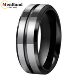 Groove Center Surface and Bevel Polished 6/8mm Tungsten Carbide Men's Women's Rings