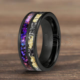 Orion Nebula and Meteorite Gold Foil Inlay 8MM Tungsten Carbide Rings