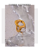 18K Gold Plated Creative Stainless Steel Geometric Hollow Golden Minimalist Ring
