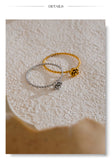 18K Gold Plated Popular Stainless Steel Metal Cast Small Flower Fashion Ring
