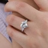 Superb 1/2/3/4CT Heart Cut VVS1 D Colour Moissanite Diamond Engagement Silver Ring