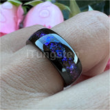 Orion Nebula Galaxy Opal Inlay 8mm Silver/Black Tungsten Rings for Men Women