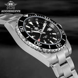 Waterproof Luxury Brand Watch AD2504 Stainless Steel Black Dial Sappire Luminous NEW Ceramic Bezel Dive Watches