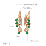 Luxury Vintage Fashion 14K Filled Rose Gold AAA Emerald Zircon Long Drop Earrings For Women, Party Fine Jewellery