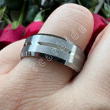 Grooved Brushed 6mm 8mm Satin Men Women Tungsten Engagement Wedding Rings